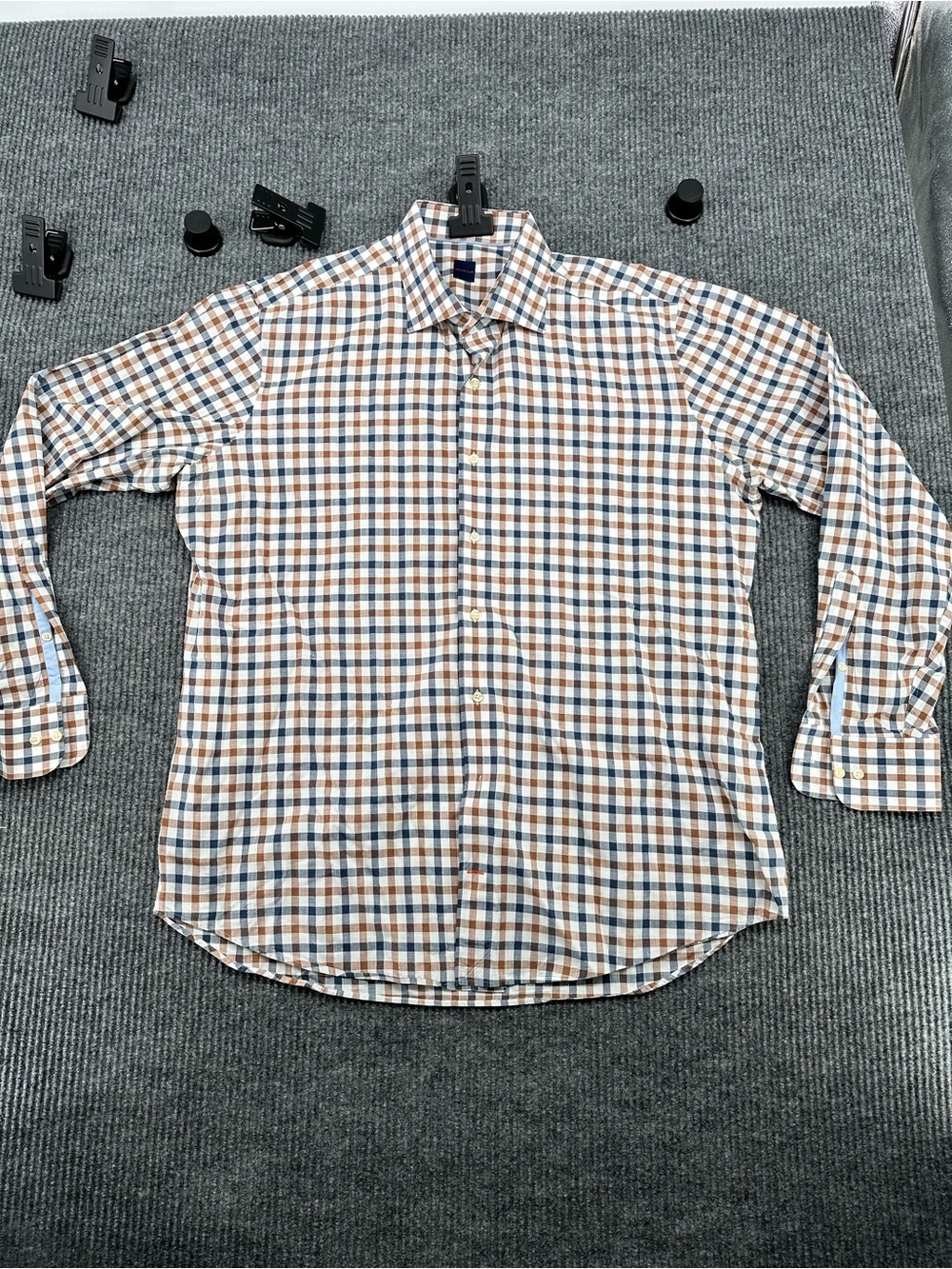 Men's Casual Check Button-Down Shirt - Blue & Brown